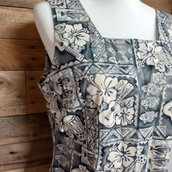 Vintage M.D FASHION Cotton Hawaiian Tank Dress Made In Hawaii Size Large - Picture 4 of 12